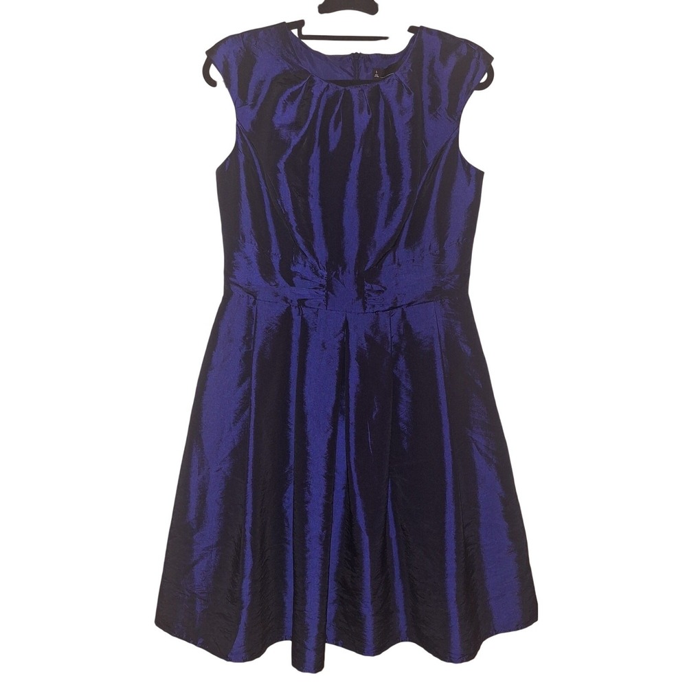 Chetta B Size 8 Cap Sleeve Metallic Blue Knee Length Dress Prom Dance Holiday